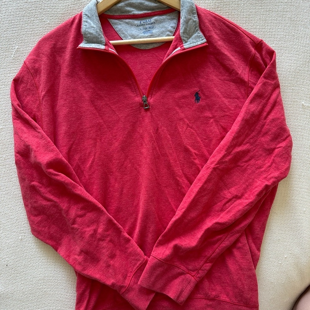 Polo by Ralph Lauren Red Quarter-Zip Sweatshirt
